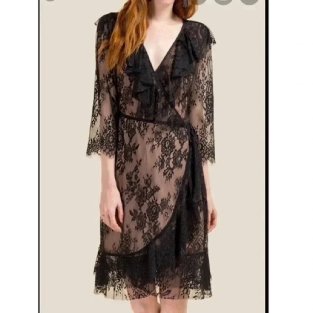 Francesca’s Collections Whimsigoth Black Kaylee Lace Wrap Dress Size XXS NWT
